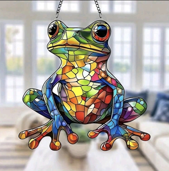 Acrylic Stained Glass Frog Suncatcher - Picture 2 of 4
